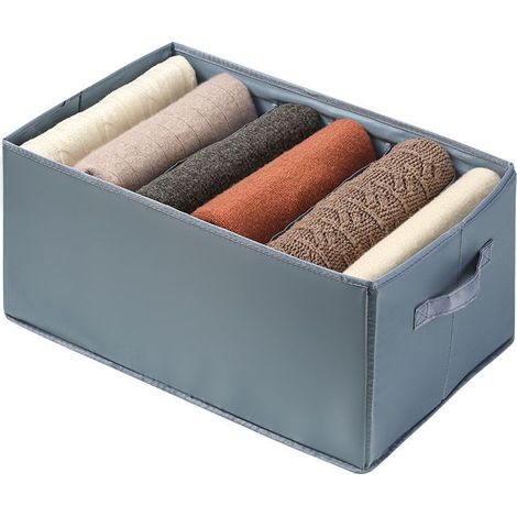 3pcs Rangement Vêtement pour Jeans/Vêtement d'adultes ou d'enfants, Organisateur Tiroir Vêtement de Garde-robe avec Compartiments, Rangement sous Vêtement Pliable et Lavable avec Poignée-Gris Clair