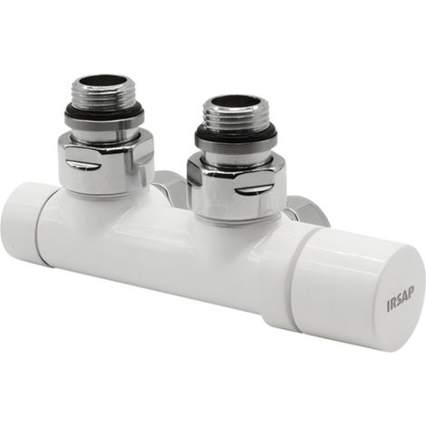 Rubinetto scaldasalviette termostatico con interasse di 50 mm tra le staffe e la rubinetteria
