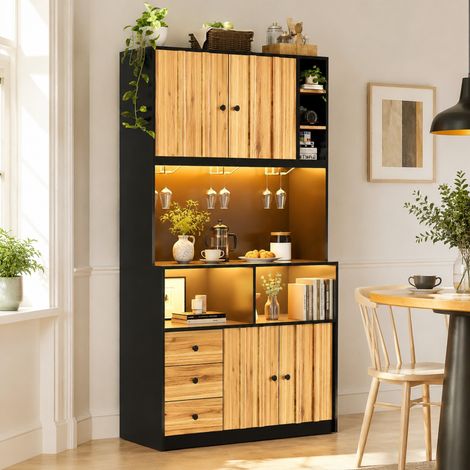 MEUBLIV Armadio da cucina 100x40x180 cm nero - LED, prese e portabottiglie (1/5)