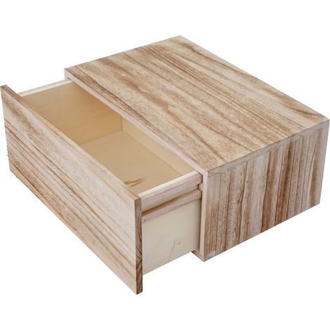 [NEUWERTIG] Wandregal HHG-403, Schubladen-Regal, Shabby-Look Vintage, 21x46x30cm naturbraun