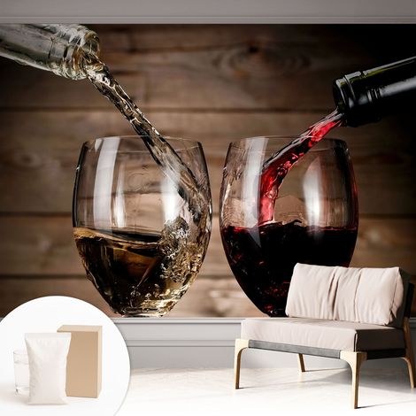 Papier peint intissé mural pour salon chambre à coucher tendance et originale - Colle incluse gratuite Verres à vin 312x219 cm (1/5)