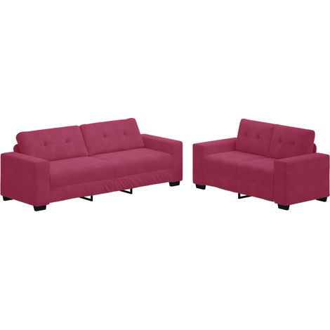 Divano 2 pz Rosso Vino Velluto vidaXL (1/5)