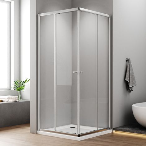 Duschkabine 75x90cm Eckeinstieg Schiebetüren 6mm ESG Sicherheitsglas Duschabtrennung Duschwand Höhe 185cm (1/5)