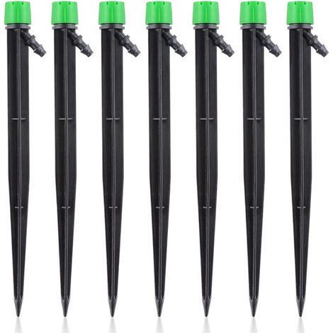 Goutteurs d'irrigation goutte à goutte avec connecteur, 20 pièces, micro-asperseur à 360 degrés, 8 trous, débit d'eau réglable, système d'irrigation goutte à goutte pour tuyau de 1/4 pouce (vert)