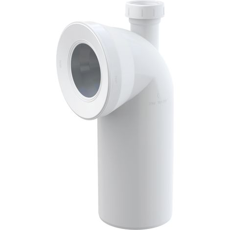 Raccordo per vaso WC a pavimento, gomito a 90° con raccordo DN 40, DN 110, lunghezza 230 mm, PP, bianco (1/2)