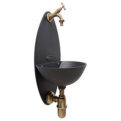 Fontaine murale Atena couleur fonte avec robinet et siphon pour la maison et le jardin finition au choix : bruni