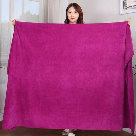 Badetuch, 100 x 200 cm, Mikrofaser-Badetuch, superweich, super saugfähig und schnelltrocknend – Weinrot – 35 x 75 cm