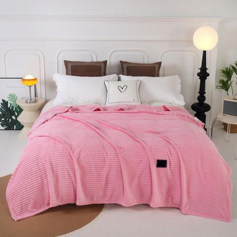Couverture En Velours Lait - 102 X 152 Cm - Pour Bébé Et Tout-Petits - Polyester - Rose Fleur De Cerisier (1/5)