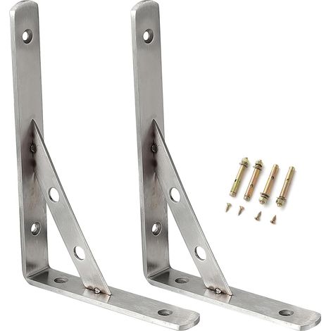 Supports Équerre d’étagère pour Charge Lourde - 300 150m Heavy Duty Support d'étagère en Angle de 90 Degrés Support d'angle Mural - Brace Attelle d'étagère Métal (2 Pièces) (1/5)