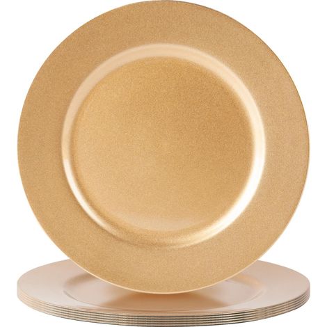 Lot de 6 assiettes de présentation en mélamine, fini métallique or, 33 cm (1/5)