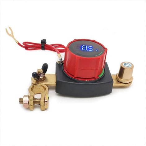 Interrupteur de déconnexion de batterie à borne supérieure avec voltmètre, kit d'interrupteur coupe-circuit principal 5-80 V - Interrupteur de déconnexion de batterie de voiture (1/5)