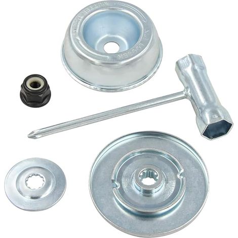 TopHomer Kit d'adaptateur de lame de tondeuse à gazon 5 pièces, plaque de cavalier, écrou, clé en T, accessoires compatibles avec Stihl FS120 FS130 FS130R Kit d'entretien (1/5)