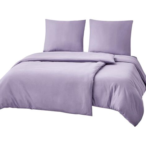 Bettwäsche Lila OekoTex 08 Lavendel 4Teilig 2x 135x200 cm 2x 80x80 cm (1/5)