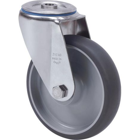 rueda giratora agujero m12 inox.20zvi200-pgzn poliamix-goma gris inyect.liso (1/2)