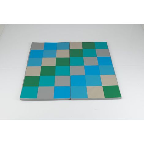 COSTWAY Tappeto Gioco Pieghevole, 144 x 144 cm, Tappetino Neonato con Pelle Impermeabile, Tappeto da Pavimento per Cameretta (Blu+Verde)