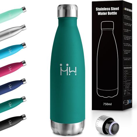 Gourde Inox 750ml, Bouteille Acier Inoxydable, Bouteille Isotherme Double Paroi, Étanche et Réutilisable, sans BPA, pour Adulte, l'école, Voyage (1/5)