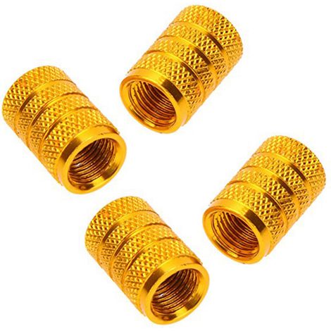 4 tapones de válvula de aleación para neumáticos de bicicletas, motocicletas y automóviles con válvula Schrader, color dorado.
