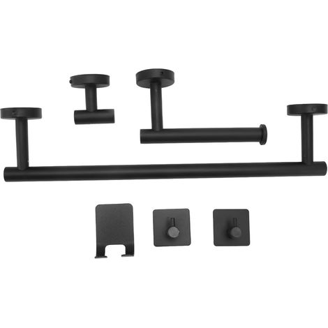Edelstahl-Badezimmerarmaturen-Set, mattschwarzer, rostfreier und wasserdichter Handtuchhalter, schlichter Handtuchhalter für Küche und Waschküche (1/5)