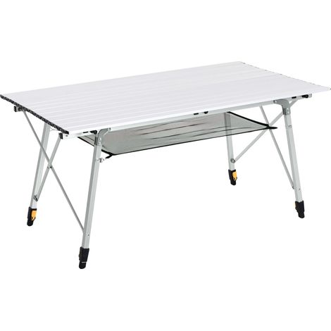 Table de camping pliante, hauteur réglable, légère et portable, Blanc (1/2)