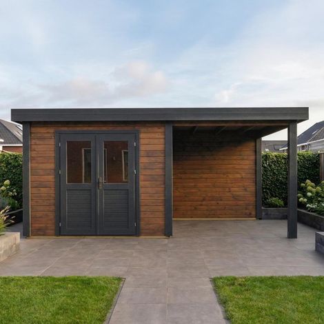 Abri de jardin en bois Aura 6.06x3.09m - 18.72m2 - Ep. 28mm - Traité (1/4)