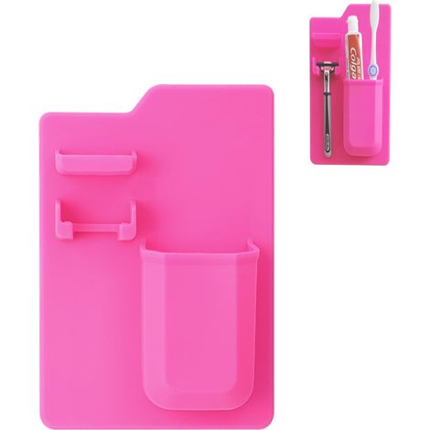 Porte-brosse À Dents - Support Adhésif En Silicone Pour Miroir Verre Carrelage - Réutilisable Et Amovible - 1 Pièce (1/5)