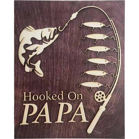 Plaque En Bois - 45.7 X 25 Cm - Thème Pêche - Décoration Murale Pour Intérieur - Cadeau Pour Papa - Unité (1/5)
