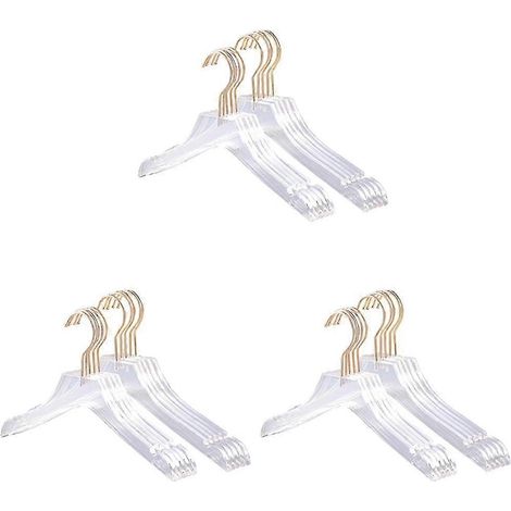 15 cintres transparents en acrylique avec crochets dorés, cintres transparents pour chemises et vêtements avec encoches (1/5)