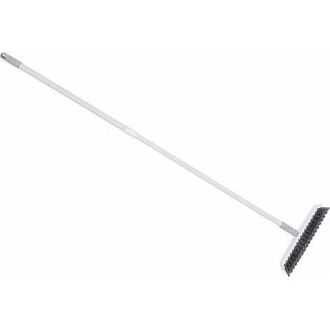 Scheuerbürste: Ausziehbarer grauer und weißer Besen für Böden, Badezimmer und Duschen mit Teleskopstiel (28 cm x 127 cm, PVC, 385 g) (1/5)