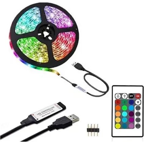 TRADE SHOP - Striscia Luminosa A Led Rgb 10mt Con Telecomando Usb-ir 5v Smd5050 Impermeabile Q-dt75 - (1/4)