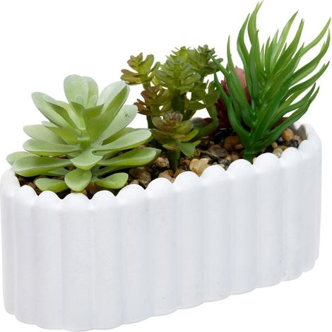 Jardinière de Plantes Artificielles "Wida" 15cm Blanc