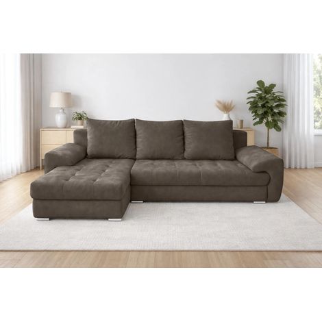AX LIVING Manisa Wohnzimmer Couch L Form Couch Braun L