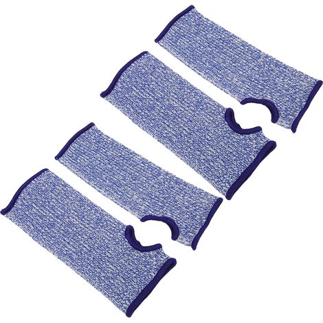 Manchons de protection bras bleus, lot de 4, ajustés, anti-égratignures, épais, avec passant pour pouce, maniques longues. (1/5)