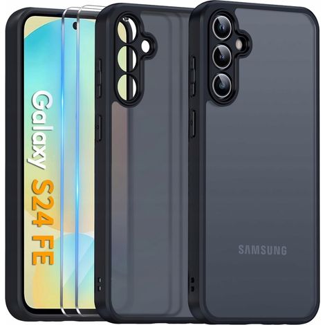 Funda protectora negra mate para Samsung S24 FE 5G + 2 protectores de cristal (1/5)