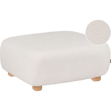 Ottoman Upholstered Rectangular Footstool Off-White Boucle Sofa Module Wooden Legs Modern Single-Seat AMLI (1/5)