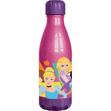 Disney Borraccia rosa per bambine in plastica Principesse Cenerentola Jasmine Biancaneve Belle  Ariel 560 ml con tappo a vite (1/3)
