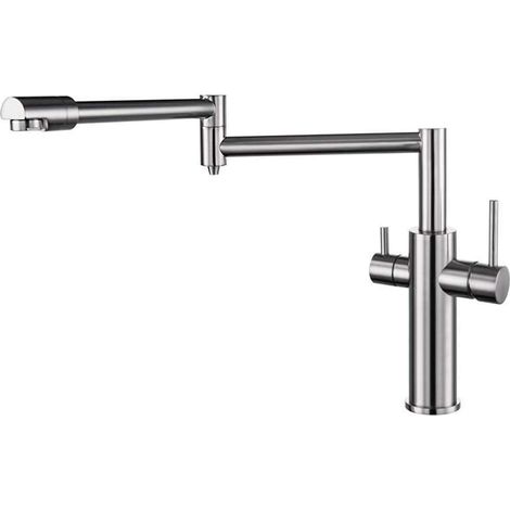 Robinet de Remplissage de Pot Filtre à Eau Noir Mat Robinet Pliant (Color : Brushed Nickel, Size : 1 UK) (1/5)