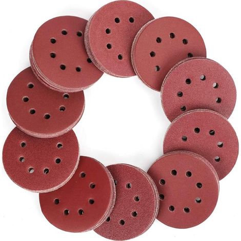 Disque de Ponçage, 100pcs Disques Abrasifs 40-800 Grain Taille de 125mm Idéal pour Poncer/Polir/Dérouiller(8 trous) (1/5)