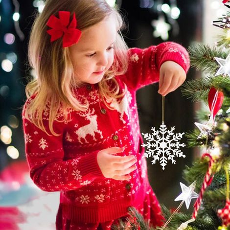 Guirlande De Flocons De Neige - Décorations De Sapin De Noël En Plastique Brillant - Pour Arbre De Noël Fête Hivernale - 36 Pièces (1/5)