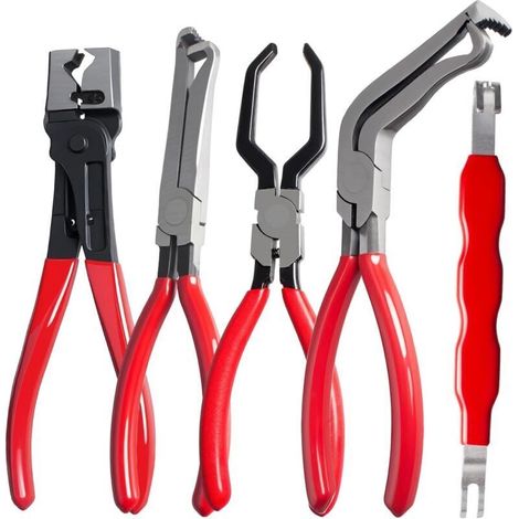 Pinces de déconnexion électrique de 5 pièces pour voitures, connecteur de prise électrique automobile Outil de déconnexion et connecteur séparateur et pinces de pince de tuyau (1/5)