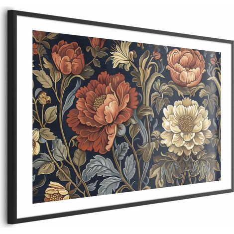 Poster – Großes Wandteppichblumenmuster im Retro-Stil (1/4)