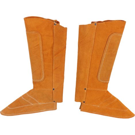 Tablier de soudure en cuir de vache, taille réglable, ignifuge, protection pied avec fermeture auto-agrippante, pour barbecue et agriculture (1/5)