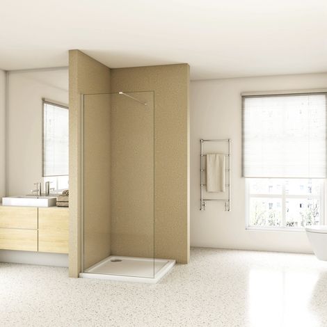 Walk In 95x195cm parete doccia da 6 mm Vetro Temperato Trasparente Anticalcare Barra Stabilizzatrice Modello-1 da 90 cm Tagliabile