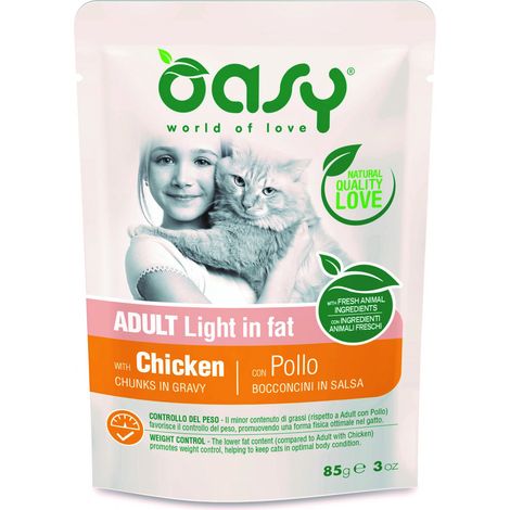 Oasy  Etapa de vida  Sobre para gatos adultos de 85 g  Light - Aves de corral 85 g