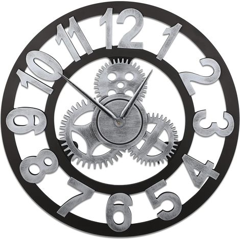 3D Horloge Murale 40 cm, Steampunk Horloge Murale à Engrenages, Pendule Murale Classique Vintage en Métal, Horloges Rétro Silencieuse,Horloge Chiffre Romain,Décor Industriel pour Salon,Bar,d'Or (1/5)