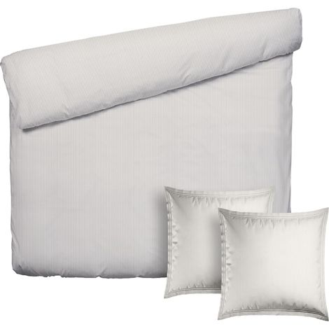 Parure 3 pièces, Housse de Couette 260x240 + 2 taies 63x63, Percale 100% Coton TC200, 122 g/m², Taupe (1/5)