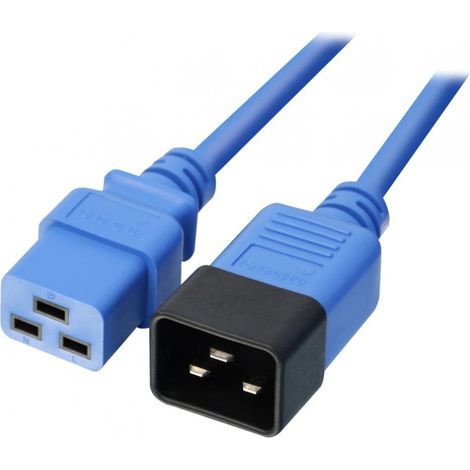 LINDY Kaltgeräte Verlängerungskabel [1x Kaltgeräte-Stecker C20 - 1x Kaltgeräte-Buchse C19] 2.00 m Bl