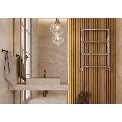 Sèche-serviettes électrique - Avec thermostat connecté - WEMA - 75 x 53 cm - Chrome - 600W
