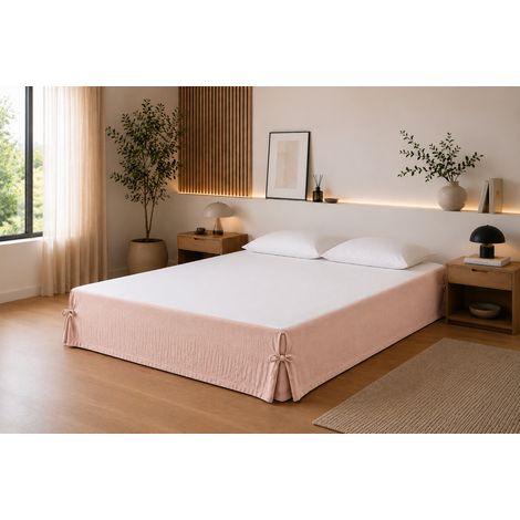 Cache-sommier 160 x 200 cm Double Gaze de Coton GAÏA Bordeaux – Qualité Haut de Gamme