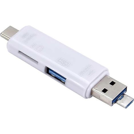 Multifunktionaler USB 3.0 Typ-C-, Micro-USB-, SD- und TF-Speicherkartenleser für Android-Computer, OTG-Dockingstation, weißer Typ-C-Adapter (1/5)