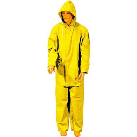 Imperméable veste/pantalon, 100% PVC jaune, taille XXL